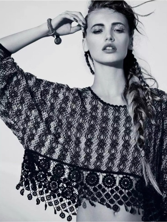 Free People Sweaters - New Romantics Free People Black Crochet Crop Rashele Lace Top